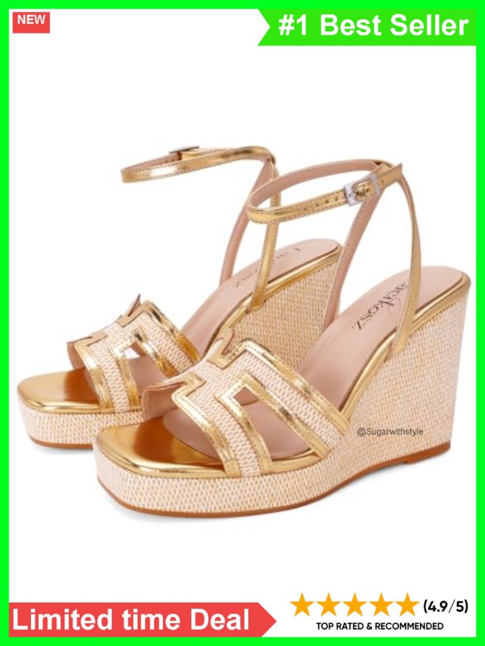 Raffia Platform Wedge Sandals Open Toe Ankle Strap Summer